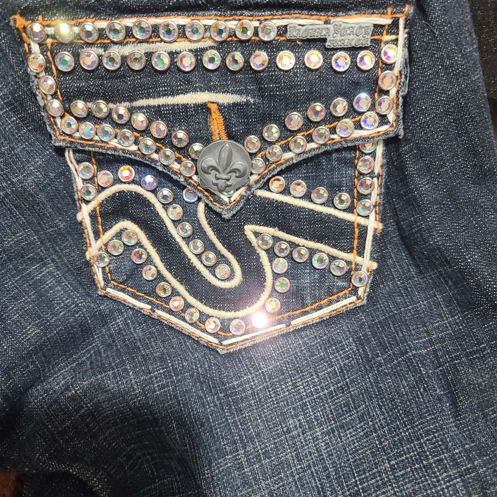 BKE Embellished Dark Blue Boot Cut Jeans
